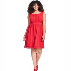 NY Collection Red Dress w/ Crochet Trim